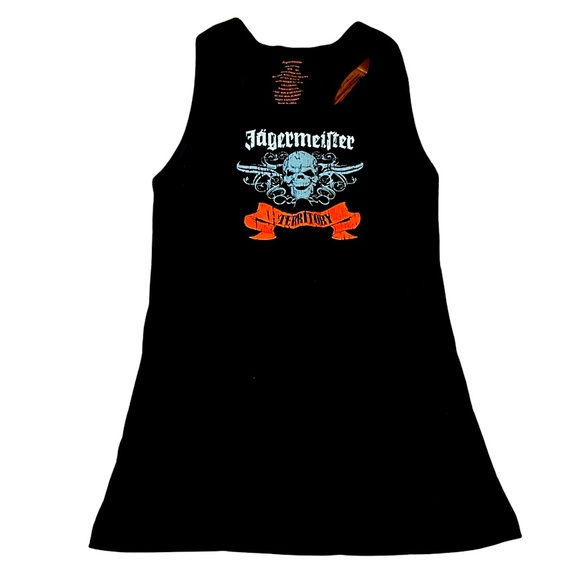 Jagermeister Tops - Jagermeister Tank top racer back black orange cotton size medium to large ribbed
